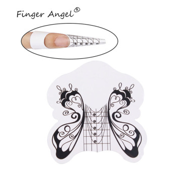 Finger Angel 50PCS/100PCS/500PCS Nail Forms Nail Art Guide Paper White Butterfly Nails Gel UV Extension French DIY Manicure Tool