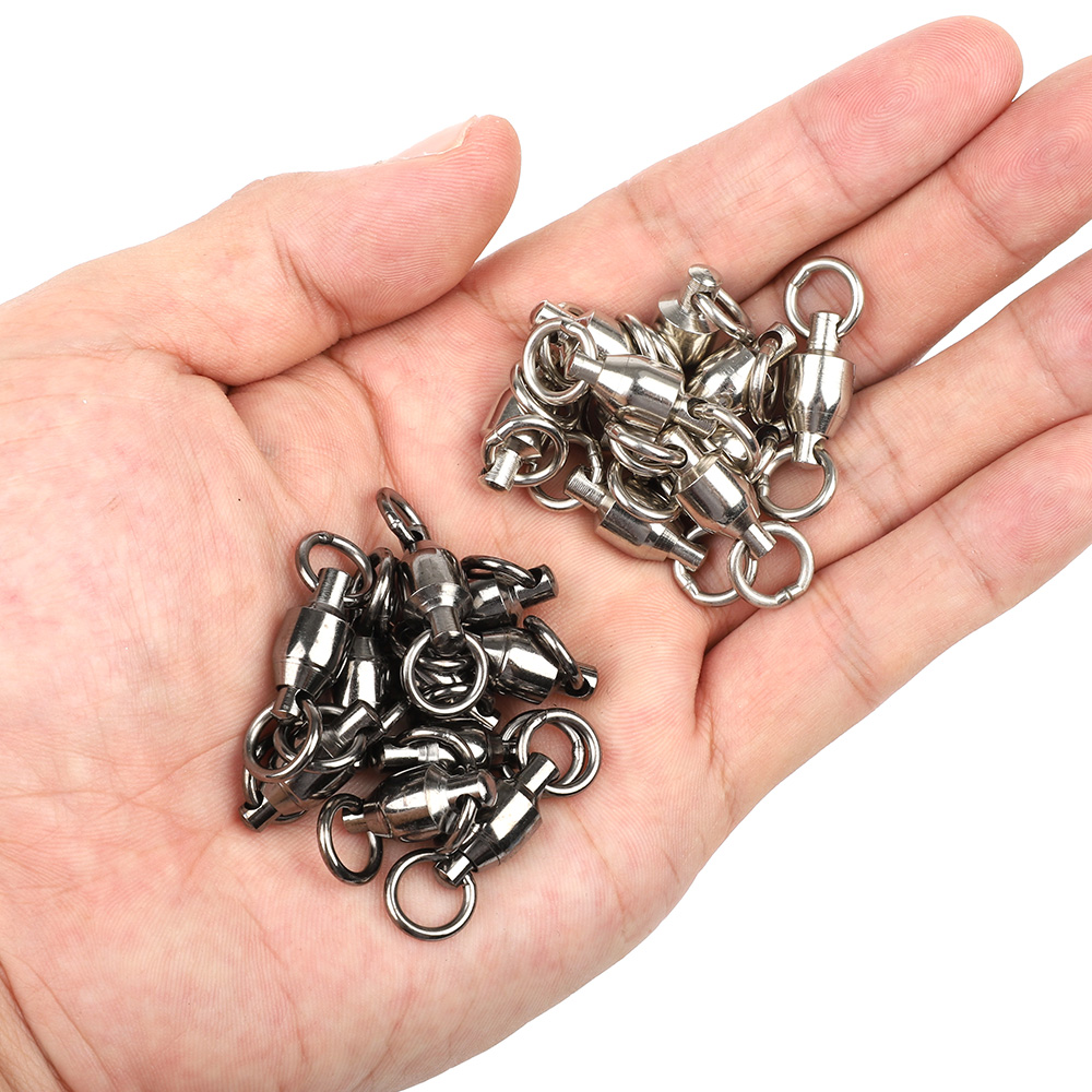 DONQL 10/20/50pcs Ball Bearing Fishing Connector High Strength Rolling Swivel Stainless Steel Solid Ring Fishing Accessories