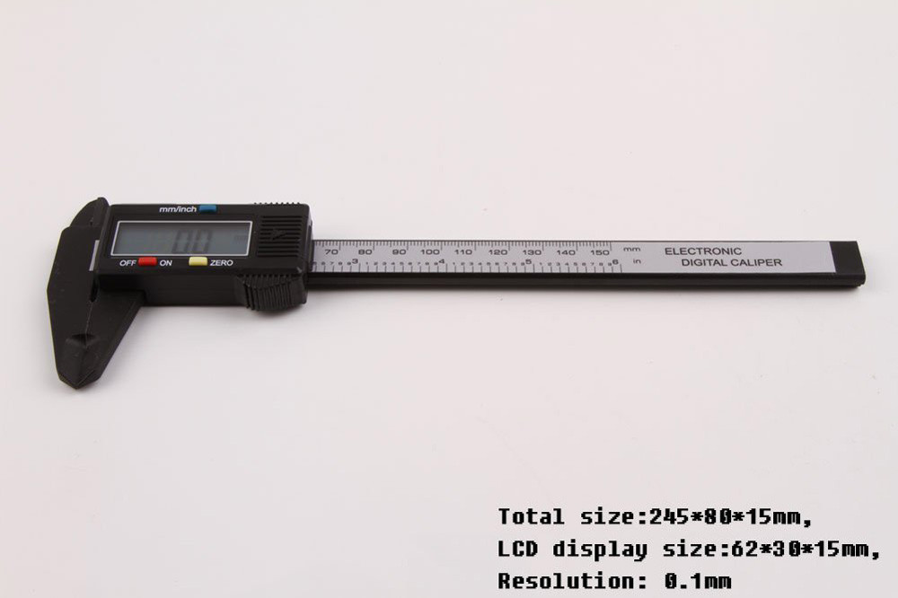 1pc 245x 80 x 15mm LCD Digital Electronic Carbon Fiber Vernier Caliper Gauge Micrometer Digital Caliper Sheds & Storage