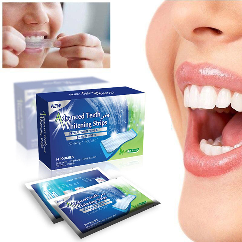 10pcs=5pairs Professional Advanced Teeth Whitening Strips Dental Bleaching Blanqueador Teeth Stain Removal Strips Gel TSLM2