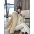 Casual Winter Jacket Women Natural Real Fox Fur Collar Cashmere Wool Blends Outerwear Coat Streetwear Loose Cloak