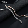 ZAKOL New Arrival Clear White AAA Marquise Cut Zircon Crystal Fashion Bracelet Bangles For Women Wedding Party Jewelry FSBP155