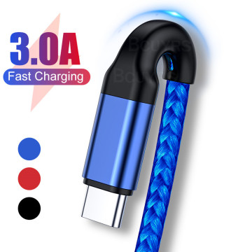 BCUYRS USB Type C Cable for Samsung S10 S9 3A Fast USB Charging Type-C Charger Data Cable for Redmi Note 8 Pro USB-C Cable Wire