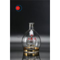 Round Shape Crown Golden Rim Glass Liquor Bottle