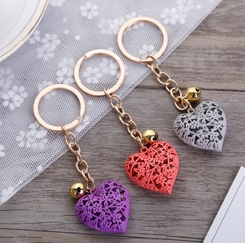 Fashion metal heart key chain colorful heart metal clock and clock key chain pendant gift 1