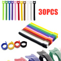 30Pcs Reusable Fastening Cable Ties Hook Loop Cords Wire Organizer Wraps Cable Nylon Strap Hook Loop Tidy Organizer Tool