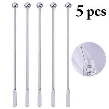 5Pcs 19cm Stainless Steel Creative Mixing Cocktail Stirrers Sticks for Wedding Party Bar Swizzle Drink Mixer Bar Muddler