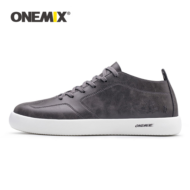 ONEMIX Couple Skateboarding Shoes Women White Flats College Korean Style Leather Breathable Men Casual Sneakers Jogging Shoes