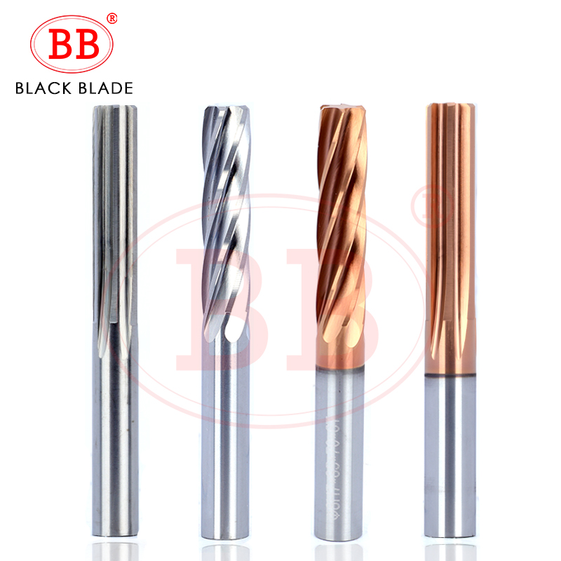 BB Carbide Machine Reamer Spiral Flute Uncoated H7 Tolerance Chucking Metal Cutter 6 Flutes CNC