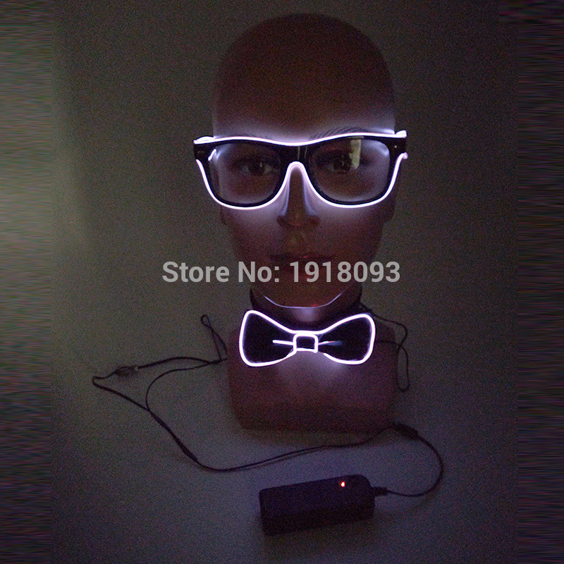 Hot sales EL Product EL Wire Glasses + EL Bow Tie Glow Party Supplies LED Light up Decoration DJ Night Club Costume Decorations