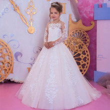 NEW Flower Girl Dresses First Communion Dresses for Girls Beaded Applique Kids Evening Gowns