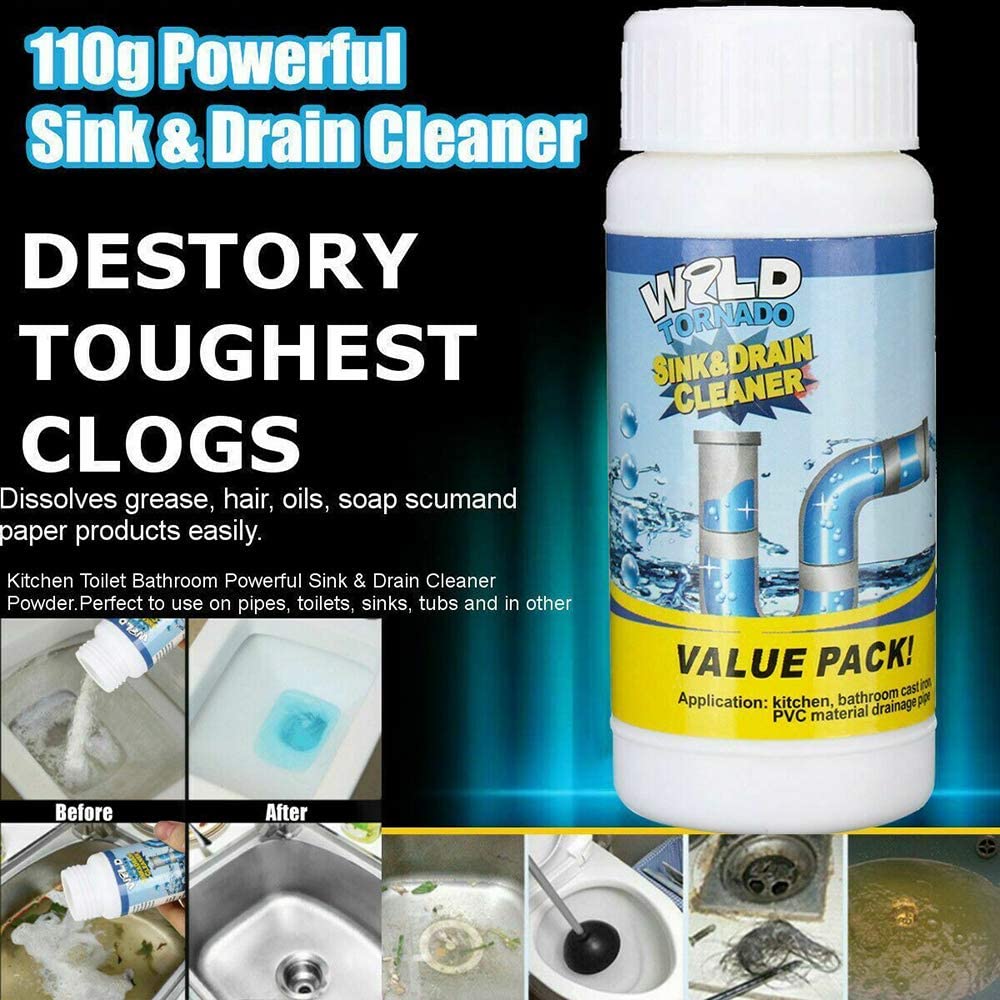 Fast-Acting Sink Drain Cleaner Powder,Powerful Home Kitchen Pipe Dredging Agent Sewer Pipes Deodorant Cleaning Tool