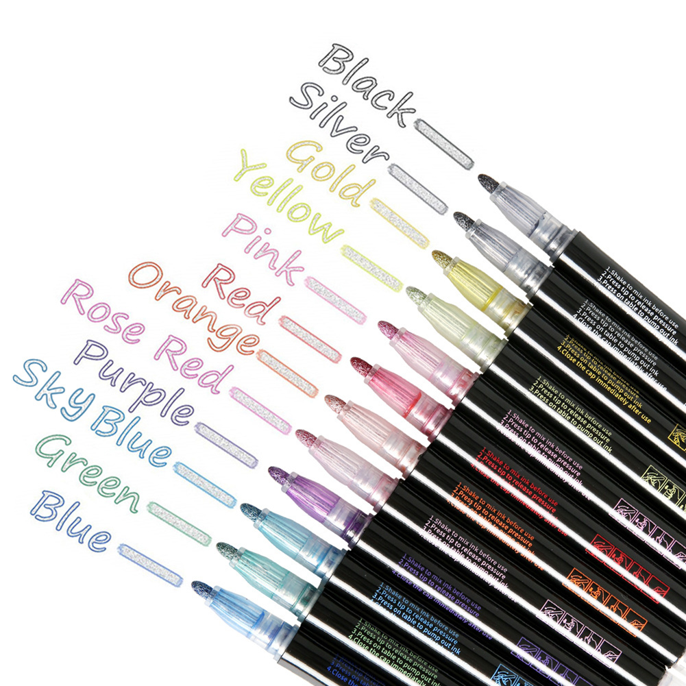 12 Marker Pen for Highlight Painting Kit for Painting Rocks Pebbles Glass Water Based Waterproof Acrylic Paint Pen EM88