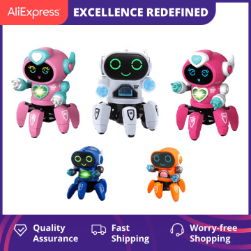 Smart Dancing Robot Electronic Six-claw Dance RC Robot Included LED Music Nina Robot Toys for Children Birthday Gift