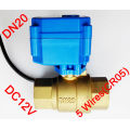 3/4" Brass electric actuated valve , DC12V morotized valve 5 wire (CR05) control, DN20 Electric valve with position feedback