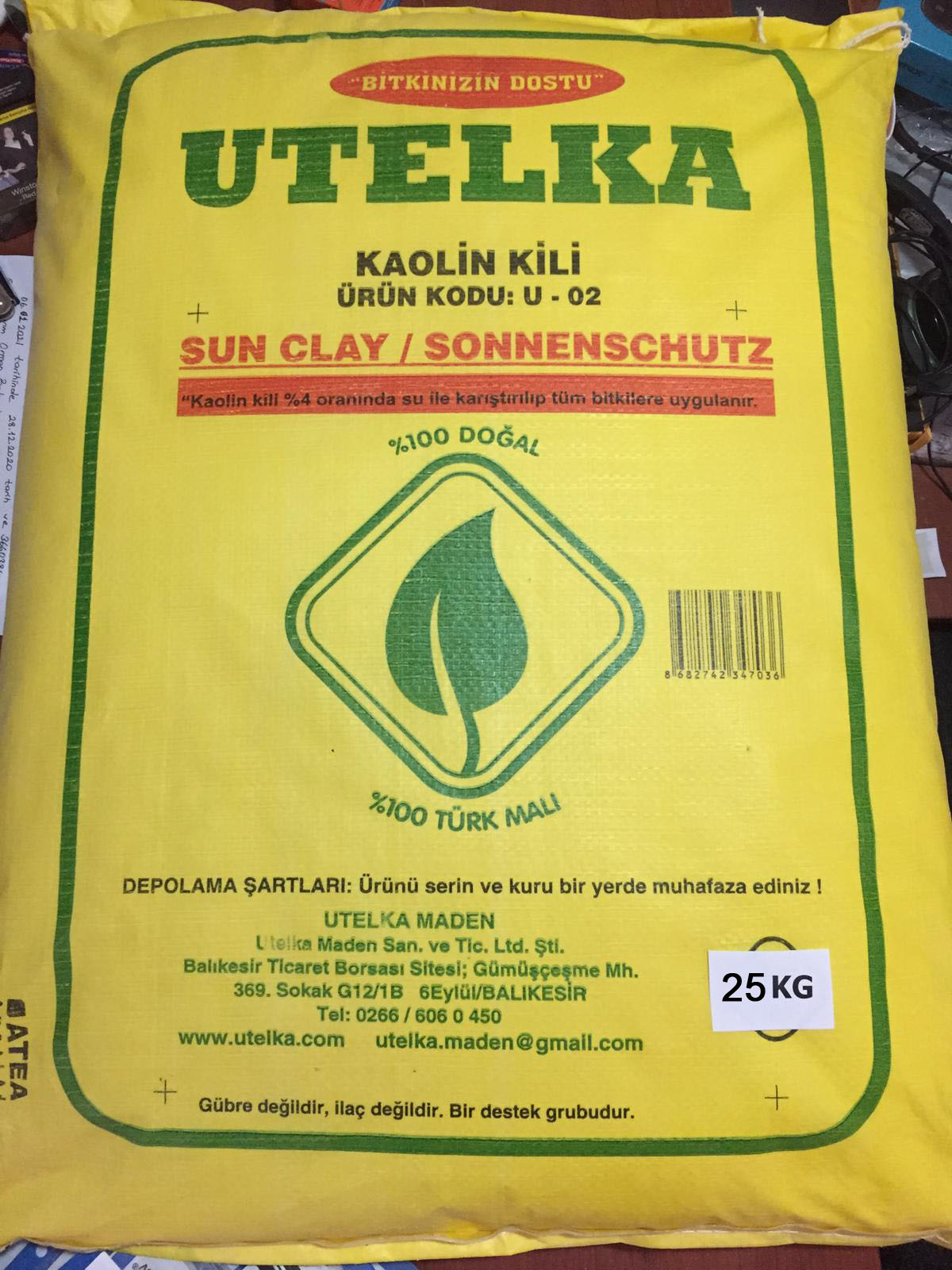 Utelka Kaolin Clay 25 KG - Free Shipping