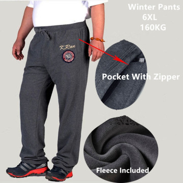 Winter Pants Men Black Dark Blue Grey Warm Thick Fleece Trousers Mens Loose High Elastic Waist 150KG Plus Size 5XL 6XL Clothes