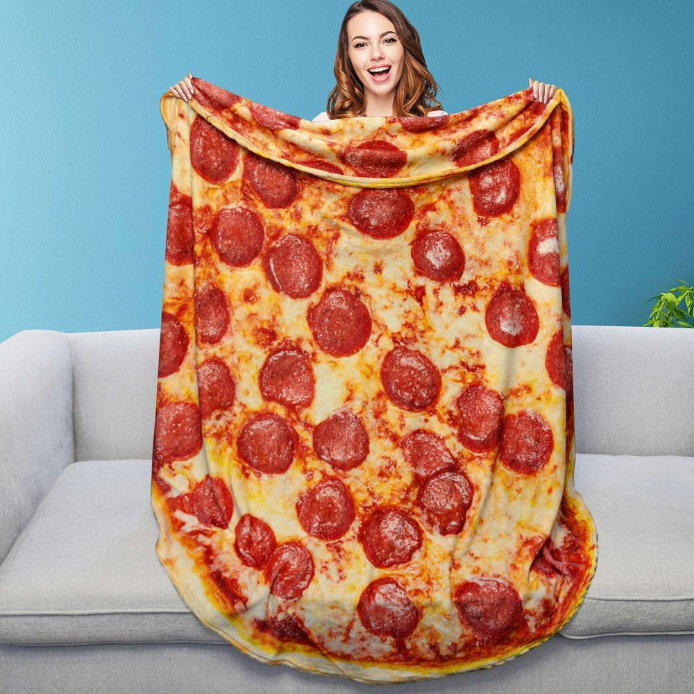 Funny Wrap Pizza Burrito Taco Throw Round Blanket