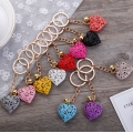 Fashion metal heart key chain colorful heart metal clock and clock key chain pendant gift 1