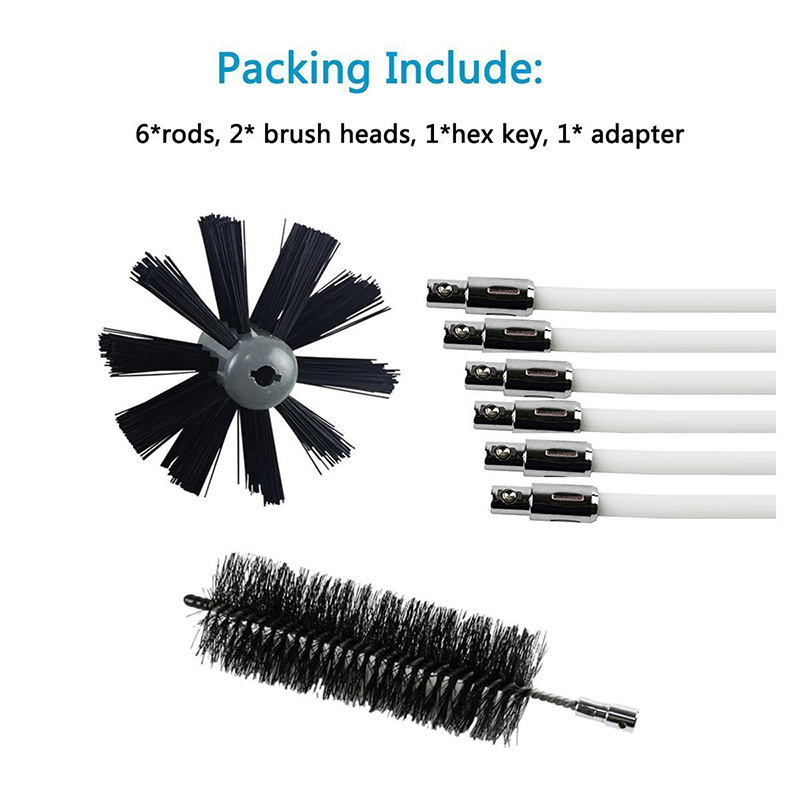 Chimney Cleaner Cleaning Brush + Rod Set Kit Rotary Sweep System Fireplace Tools