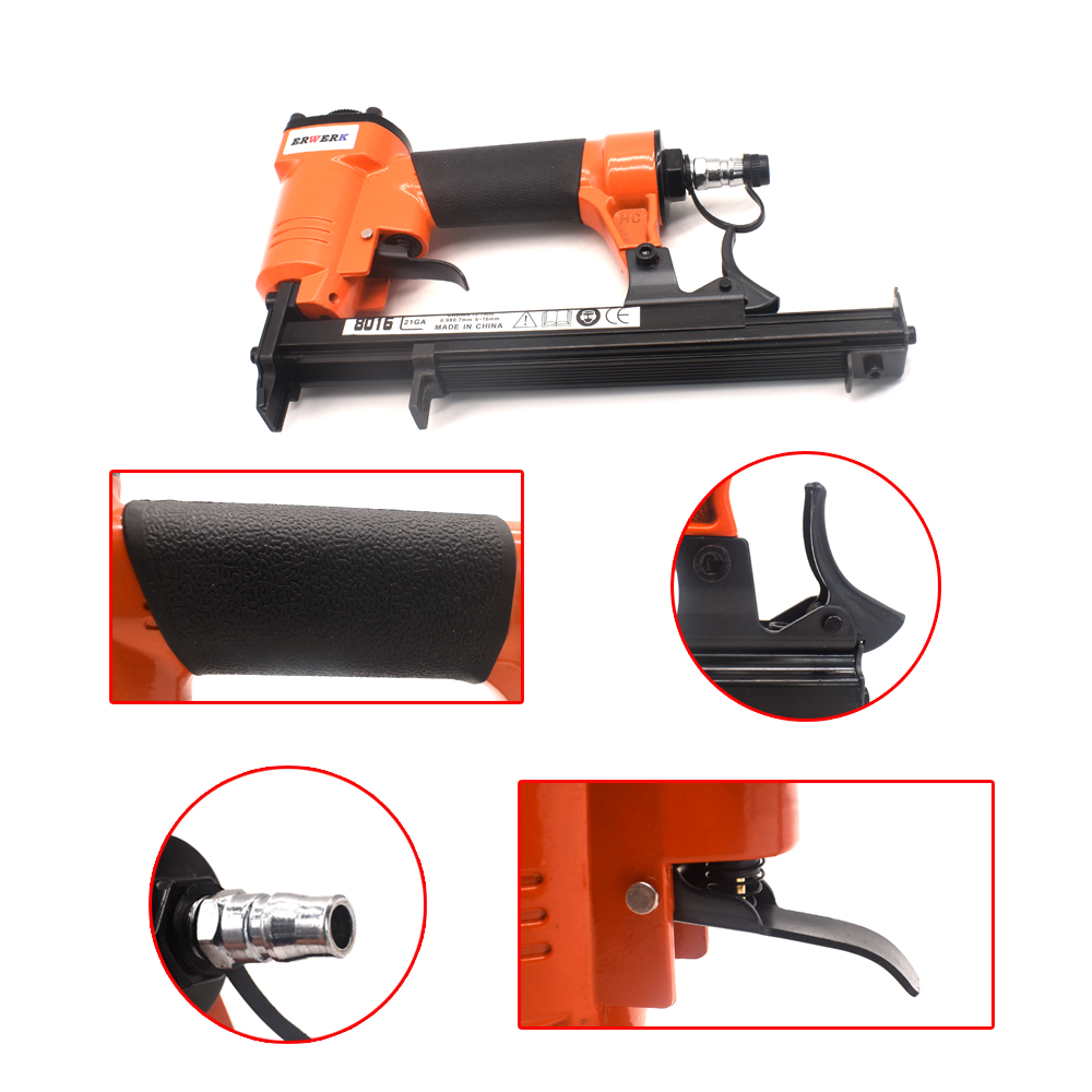 21GA 8016 Pneumatic Air Stapler Nailer Fine Stapler Gun For Furniture Nailer Gun 6-16mm Woodworking Pneumatic Air Power Tool