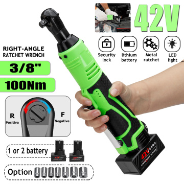 42V Electric Wrench 100Nm 3/8 Ratchet Wrench to Removal Screw Nut Car Repair Tool Angle Drill Screwdriver With 1/2 Li-on Battery