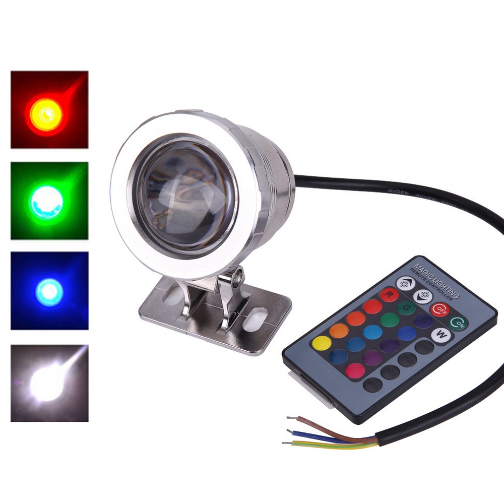 Pool Lights 16 Color 10W IP65 Waterproof RGB Underwater LED Light Submersible LED Underwater Light Swimming Pool Wedding Party