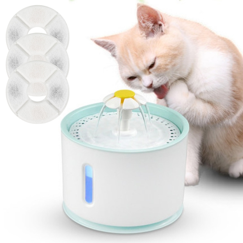 2.4L Cat Automatic Feeder with Filter USB Cable Quiet Pets Drinking Fountain Cat Dog Drinking Water Bowl Dispenser Pet Supplies