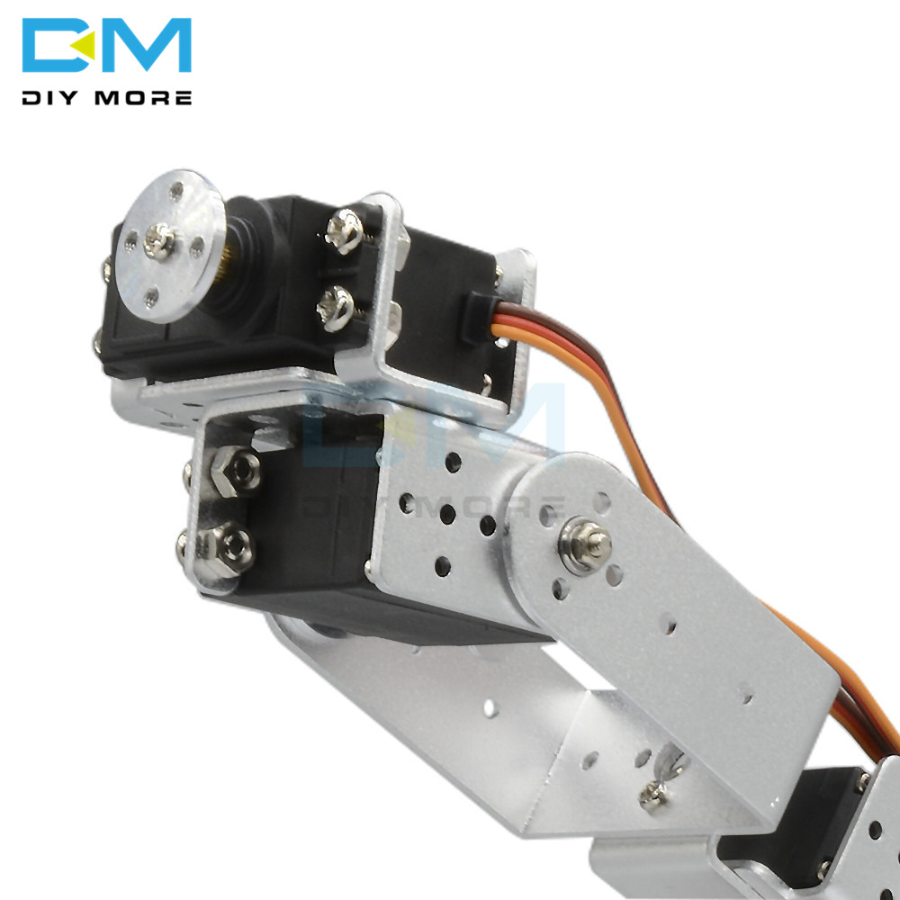 Manipulator ROT3U 6DOF Aluminium Robot Arm Mechanical Robotic Clamp Claw for Arduino Silver