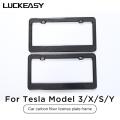 LUCKEASY Exterior modification for Tesla Model3 ModelX ModelS ModelY US version Universal true Carbon Fiber License Plate Frame