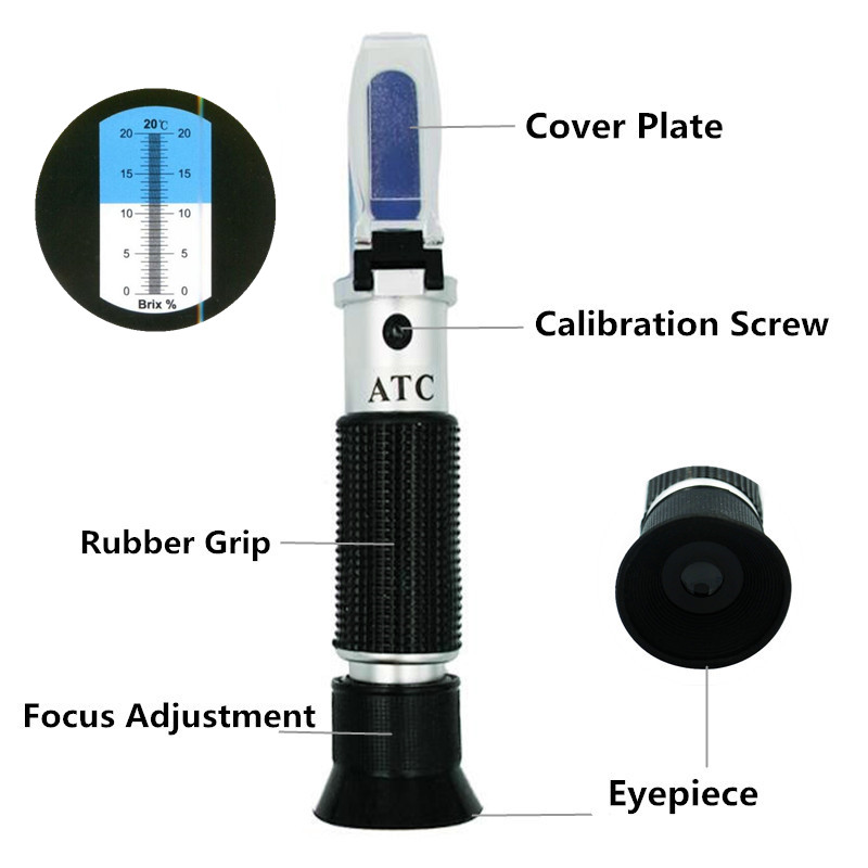 Handheld Brix Refractometer Honey Fruit Sugar Solution Brix 0-20% Optical Concentration Sugar Measuring Instrument 30% off