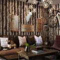 Imitation Wood-Grain Wall Paper 3D Retro Nostalgic Solid Wood Log Color Simulated Bark Wood Board Pattern Chinese Restaurant