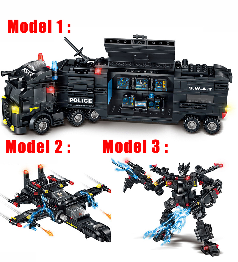 SEMBO BLOCK City SWAT Police Station Truck Building Block Set Technic Car Constructor Ship Helicopter Brick Kids Toys