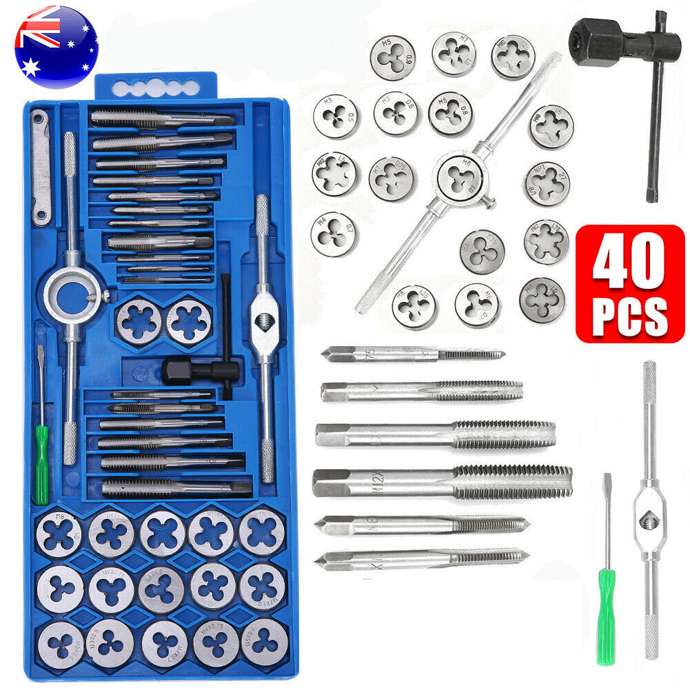 M3-M12/M6-M12 Tap and Die Set 20pcs/40pcs Screw Thread Plug Taps Wrench Die Alloy Steel Hand Tapping Tools Screw Tap Die