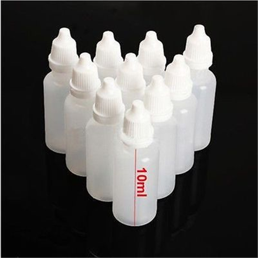50pcs 10ml LDPE Plastic Empty Squeeze Eye Juice Liquid Dropper Bottles with 50 bottles of 10 funnels