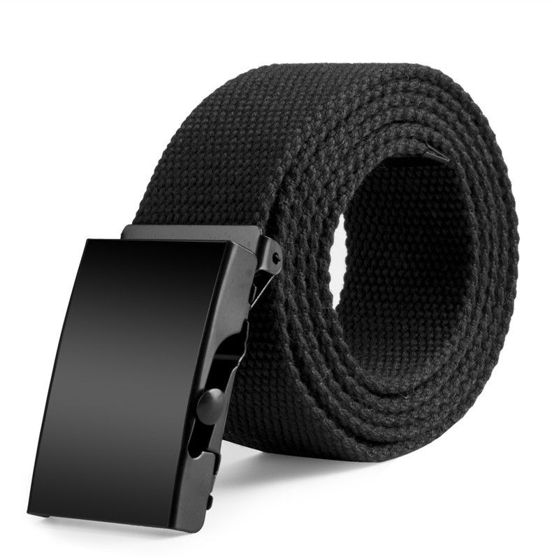 2020 New Waist Belts Men Womens Unisex Cotton Canvas Fabric Webbing Black Buckle Belt Army Accessories