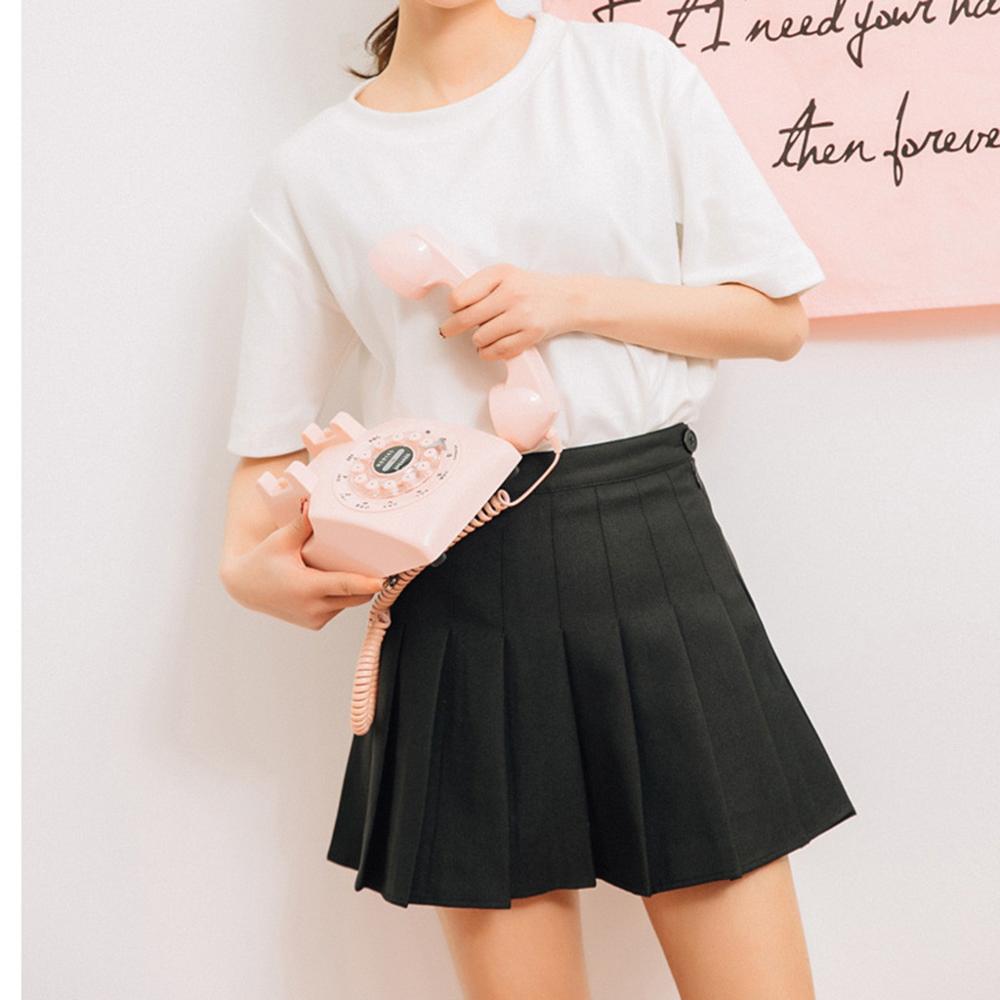 Girls Women High Waist Pleated Mini Skirt Slim Waist Casual Tennis uniform Skirt Fashion mujer Solid Vogue Dropship#0710