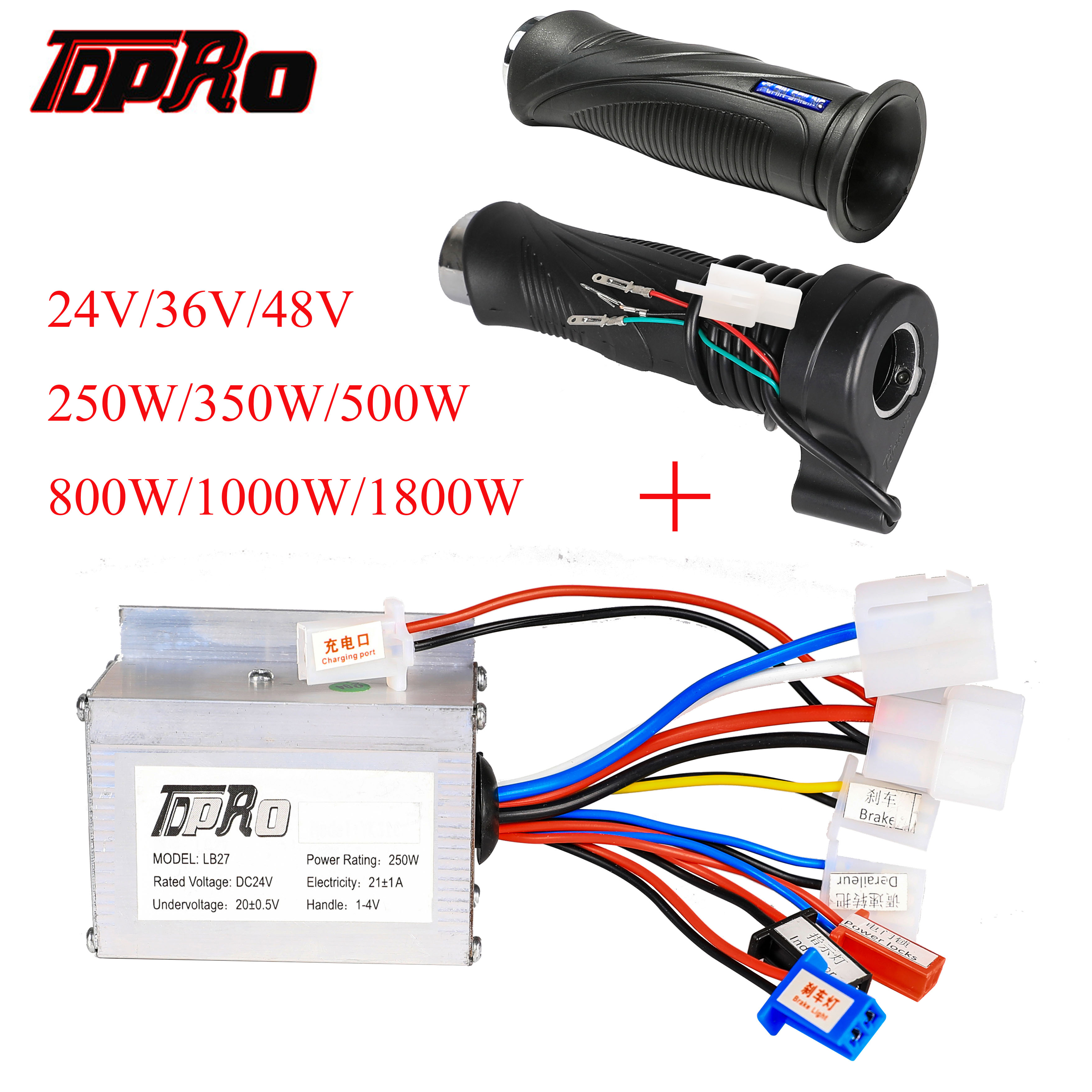 TDPRO 24V/36V/48V 350/500/800/1000W Motor Brush Controller Speed Throttle Twist Grip For Electric Bicycle Scooter ATV Buggy Bike