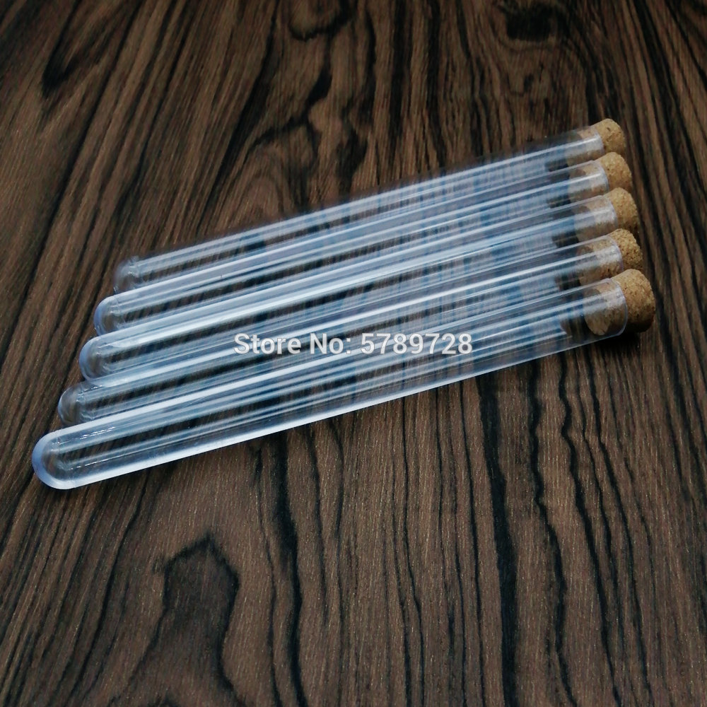 60Pcs 15x150mm School Lab Supplies,Clear Plastic Test Tubes Vials With Corks Caps Wedding Favor Gift Tube