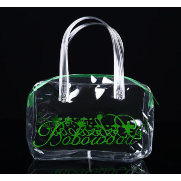 Custom Transparent PVC Handbag Promotional Tote Bag PVC Plastic Vinyl Shopping Bag with Customized Logo Printing
