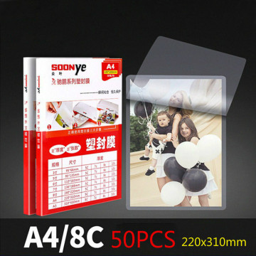A4 80mic Laminating Film Laminator Pouch/Sheets Great Protection for Photo Paper Files Card Picture 50pcs/set Laminate Thermal