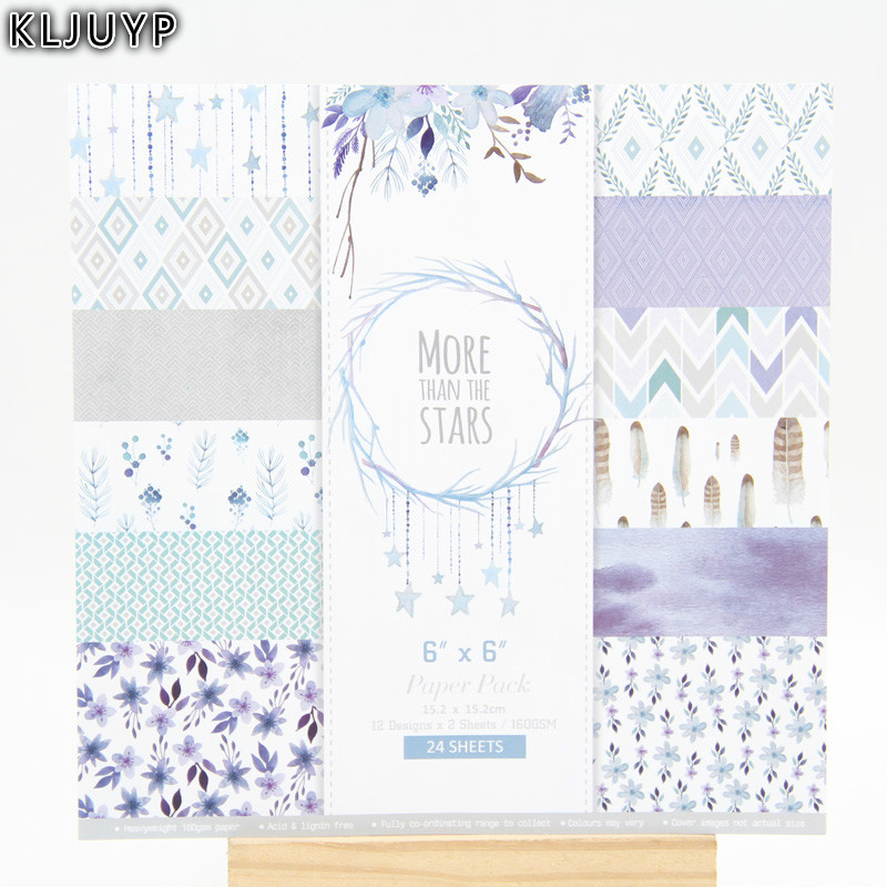 KLJUYP 24 Sheets More Stars Scrapbooking Pads Paper Origami Art Background Paper Card Making DIY Scrapbook Paper Craft