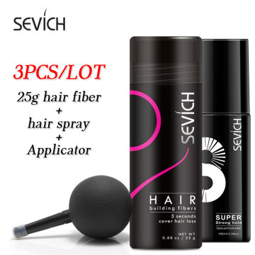 Sevich 3PCS/SET Anti Hair Loss 25g Keratin Hair Fiber Spray With Applicator Nozzle Thickening Hair 100ml Strong Hold Hair Spray