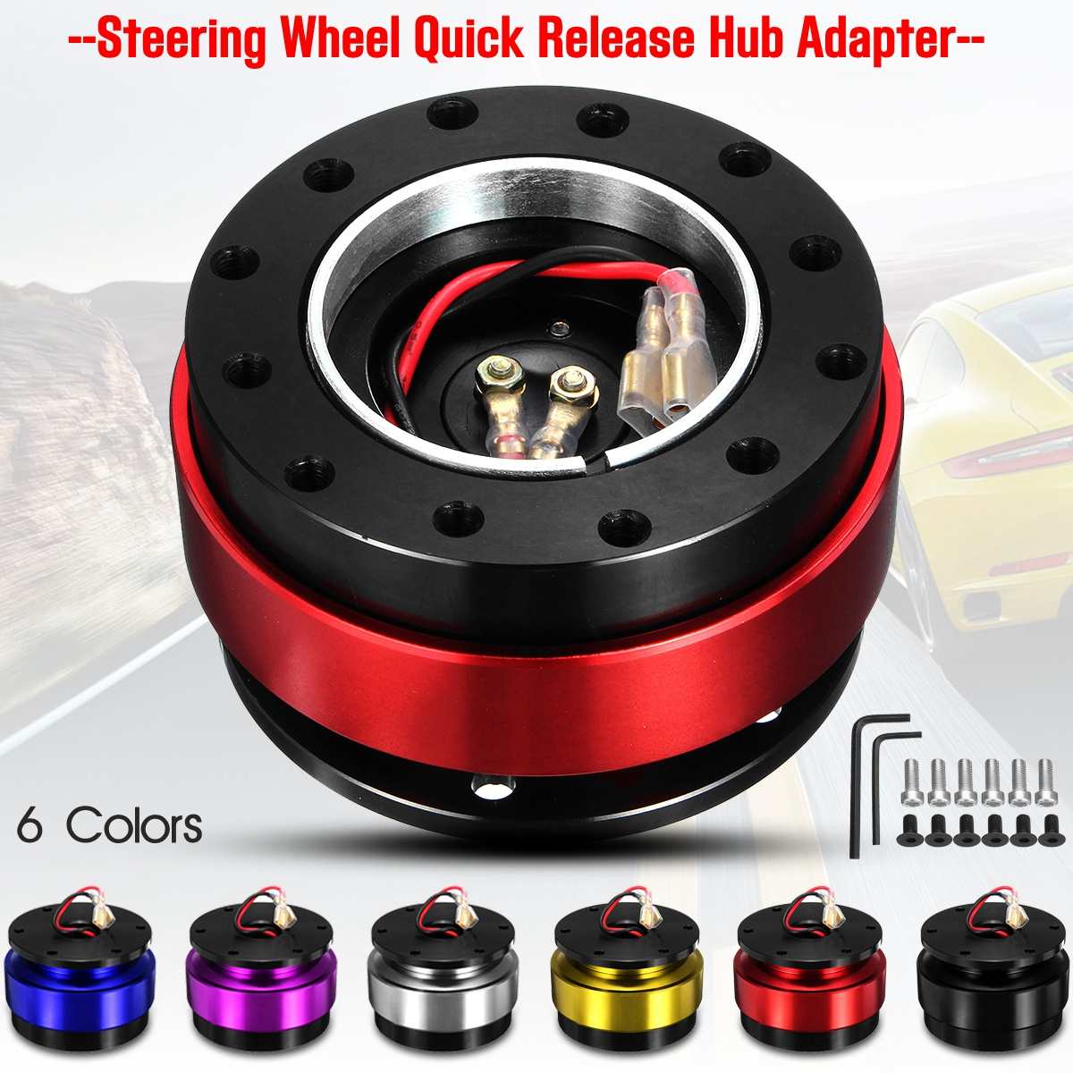 Universal Car Auto Quick Release Steering Wheel Snap Off Hub Adapter Boss Kit Aluminum 6 Hole