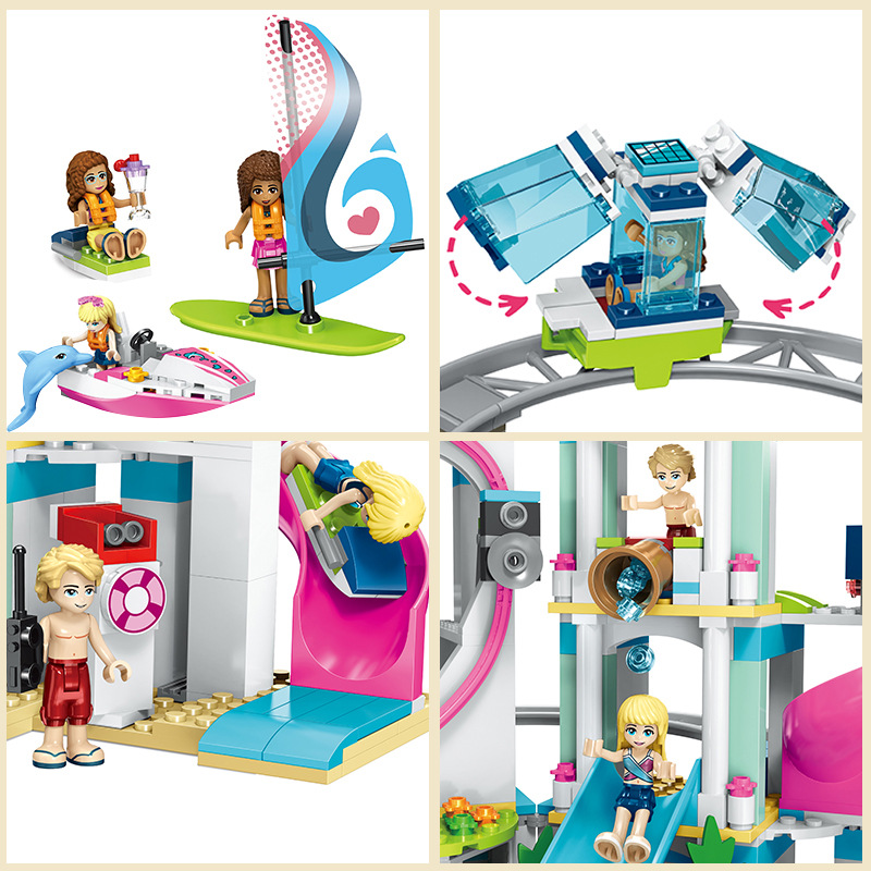 1036pcs Dream City Creator Fashion Friends Amusement Park Educational Building Block Model Assemble BrickHeadz Toys For Children