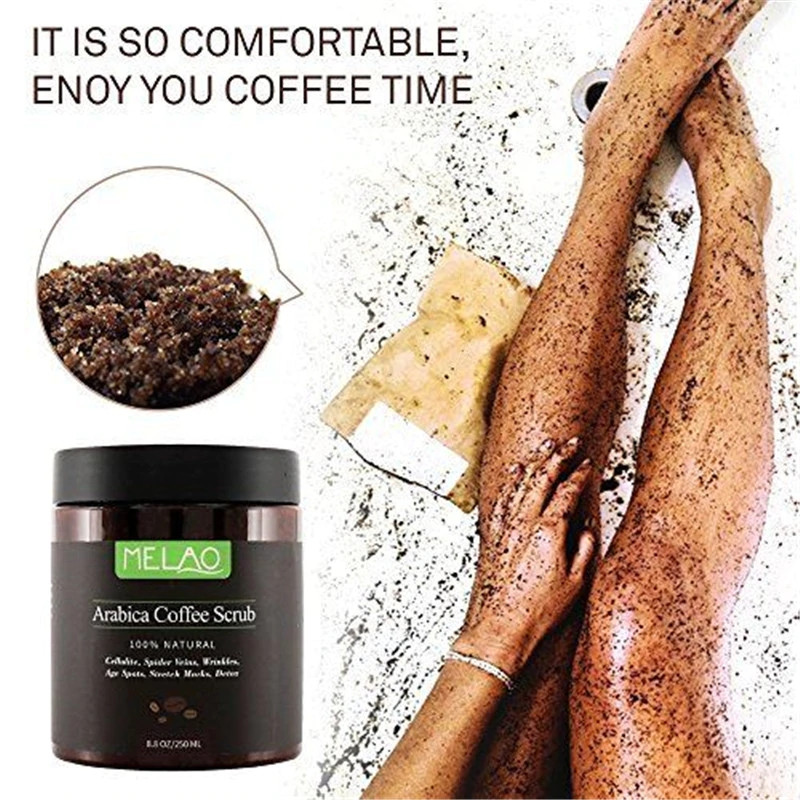 Dropship 1Pc Coffee Body Scrub Natural Coconut Oil Body Scrub Exfoliating Whitening Moisture Reducing Cellulite 250ml Skin Care