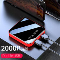 FLOVEME 20000mAh Power Bank Dual USB Portable Charger Mirror Digital Mini Powerbank External Battery Pack For Xiaomi iPhone 11 8