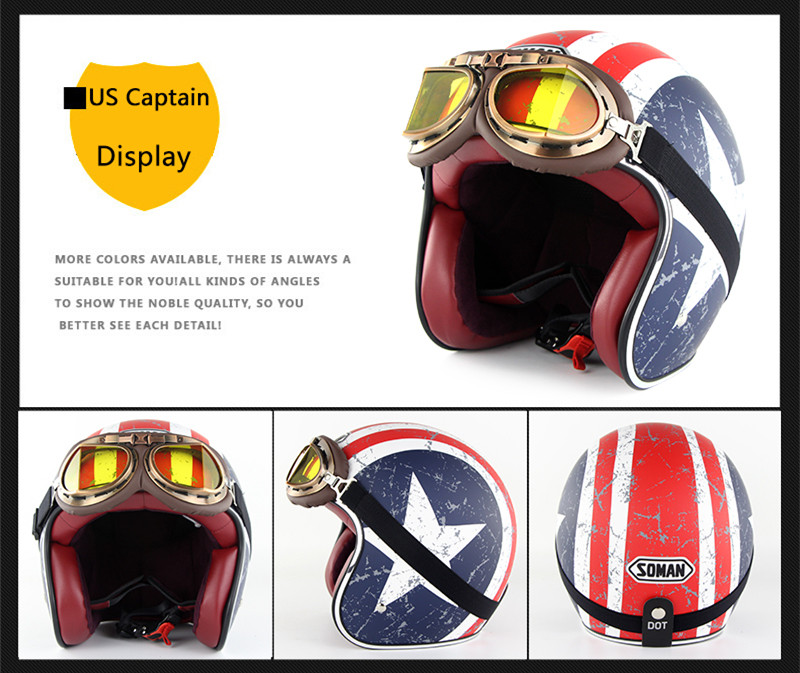 Chopper Motorcycle Helmets USA Retro Cascos Bobber Motorcycle Helmet Cafe Racer Capacete Moto Electric Casco Moto Leather Casque