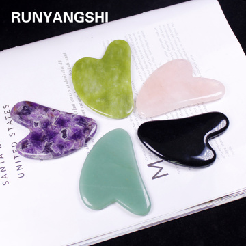 Natural crystal rose Quartz Gua Sha Board Green Jade Stone Body Facial Eye Scraping Plate Acupuncture Massage Relaxation Health
