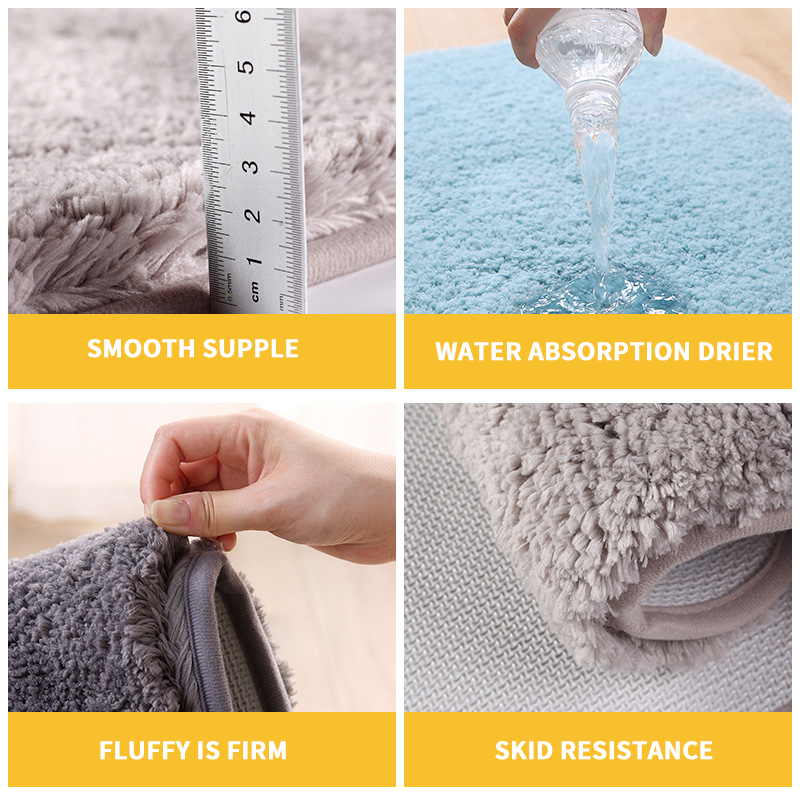 Water Absorbent Soft Plush Carpet Bathroom Bedroom Floor Rug Non Skid New Shower Room Mat Accessories Carpets for living room